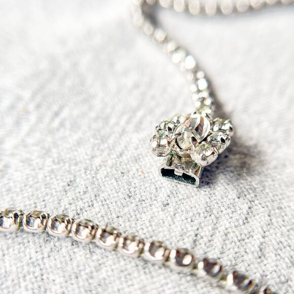 Vintage 1970s Rhinestone Drop Necklace Choker - Glam -Estate Costume Jewelry - Picture 12 of 14